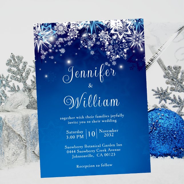 Invitación Blue Sparkle Snowflake Boda de Invierno (Subido por el creador)