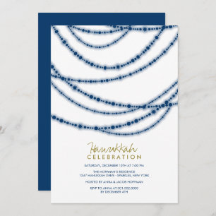 Invitación Blue Sparkles Hanukkah Fiesta de celebración