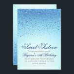 Invitación Blue Sparkly Purpurina Sweet 16 Birthday Party<br><div class="desc">Personalizar para cualquier evento</div>