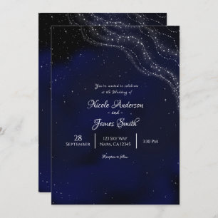 Invitación Blue Sparkly Starry Night Boda