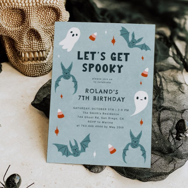 Invitación Blue Spooky Halloween Birthday Party (Subido por el creador)