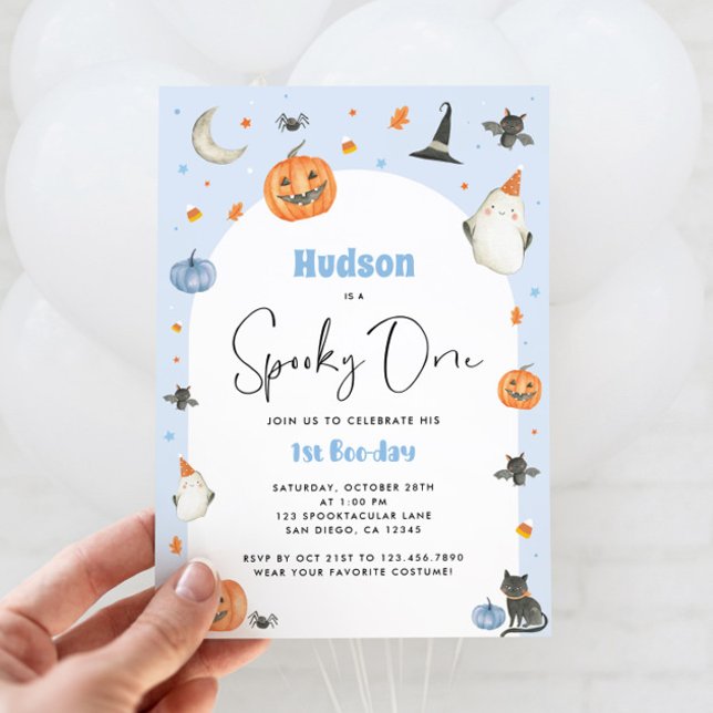 Invitación Blue Spooky One 1er Boo-day Invitation (Subido por el creador)