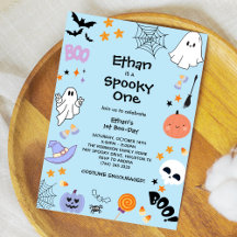 Blue Spooky One Cute Ghost Halloween 1er cumpleaño