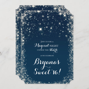 Invitación Blue Starry Night Sky Celestial Sweet 16
