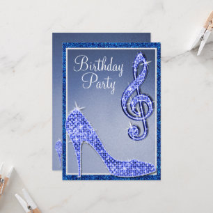 Invitación Blue Stiletto & Treble Clef Cumpleaños