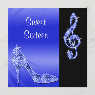 Invitación Blue Stiletto & Treble Cleft Sweet 16