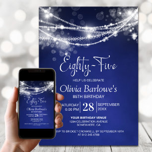 Invitación Blue String Lights 85º cumpleaños