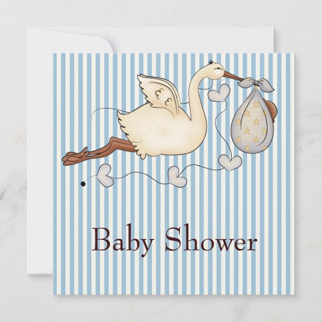 Invitación Blue Stripe Storm Baby Boy Shower (Anverso)