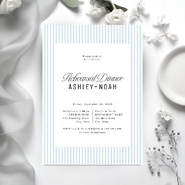 Invitación Blue Striped Elegance Classy Rehearsal Dinner