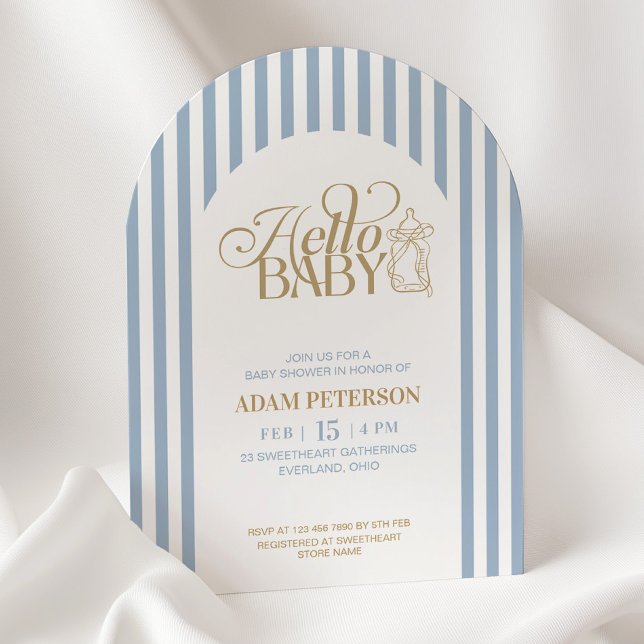 Invitación Blue Stripes Arch Vintage Boy Baby Shower (Subido por el creador)