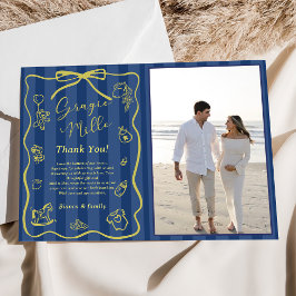 Invitación Blue Stripes Italian Themed Ciao Baby Photo