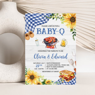 Invitación Blue Sunflower BBQ Baby Shower