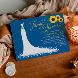 Invitación Blue Sunflower Boda Gown Bridal Shower