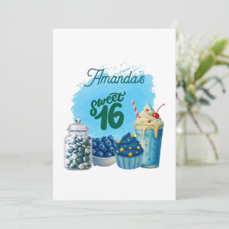 Invitación Blue Sweet Sixteen Birthday Invitation 