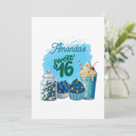 Invitación Blue Sweet Sixteen Birthday Invitation 