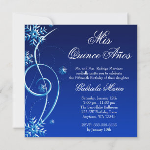 Invitación Blue Swirl Winter Wonderland Quinceanera