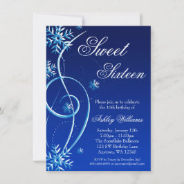 Invitación Blue Swirl Winter Wonderland Sweet 16