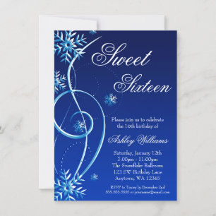 Invitación Blue Swirl Winter Wonderland Sweet 16