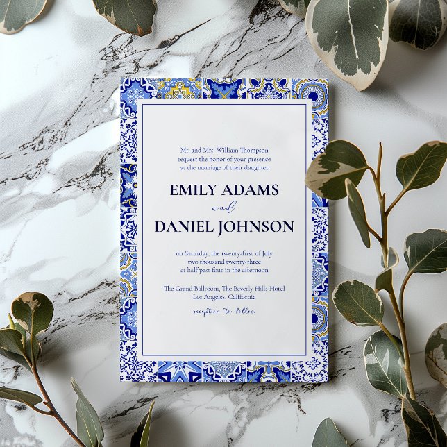 Invitación Blue Talavera Fiesta: Una Boda española mexicana (Subido por el creador)