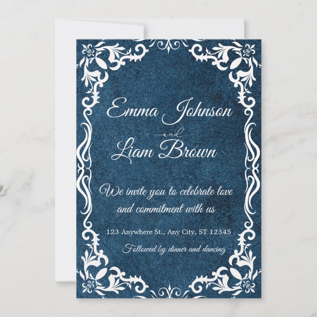 Invitación Blue Talavera Mexican Spanish Wedding Invitation (Anverso)