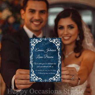 Invitación Blue Talavera Mexican Spanish Wedding Invitation