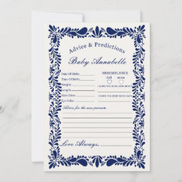Invitación Blue Talavera Tile Consejos para el bebé con tarje
