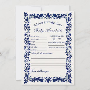 Invitación Blue Talavera Tile Consejos para el bebé con tarje