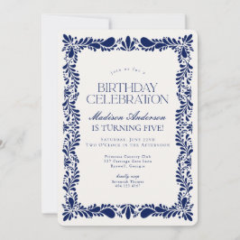 Invitación Blue Talavera Tile Fiesta fiesta de cumpleaños