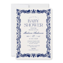 Blue Talavera Tile Spanish Fiesta Baby Shower