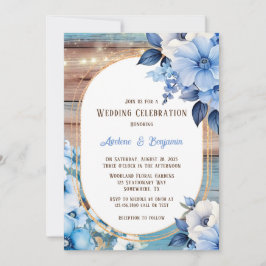 Invitación Blue Tan Wood ilumina la celebración de los Bodas 