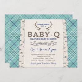 Invitación Blue Tartan Couples Baby Shower for Boy