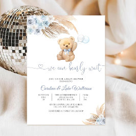 Invitación Blue Teddy Bear Baby Shower Invitation