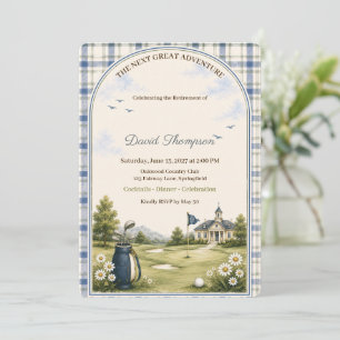 Invitación Blue Teddy Bear Country Club   Fiesta de Jubilació