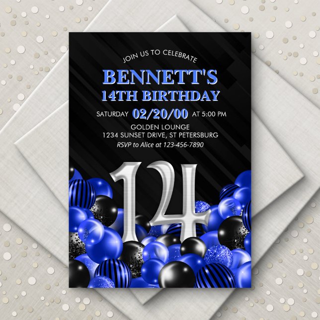 Invitación Blue Teen Boy 14º cumpleaños (Subido por el creador)