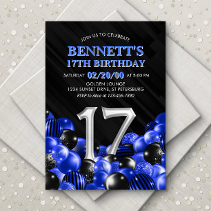 Invitación Blue Teen Boy 17º cumpleaños