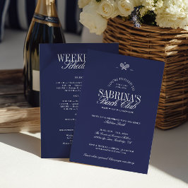 Invitación Blue Tennis Bachelorette Weekend Itinerary