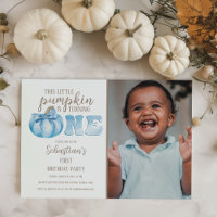 Blue This Little Pumpkin Photo 1er cumpleaños Fies