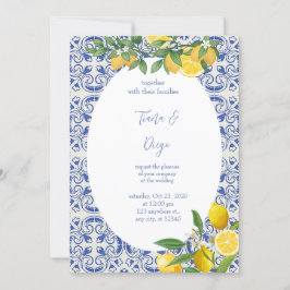Invitación Blue Tile Boda italiano de limón