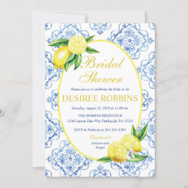 Invitación Blue Tile Italiano Floral Lemon Briower