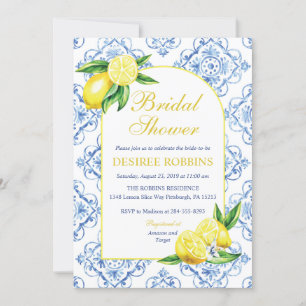 Invitación Blue Tile Italiano Floral Lemon Briower
