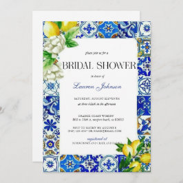 Invitación Blue Tile Lemon ducha de novia italiana