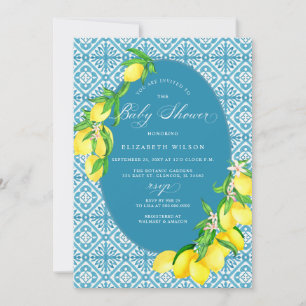 Invitación Blue Tiles Lemon Baby Shower