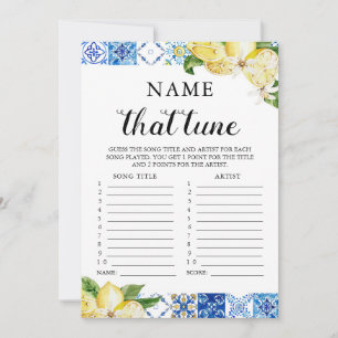 Invitación Blue Tiles Lemon Name That Tune Bridal Shower Game