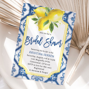 Invitación Blue Tiles Lemons Capri Bridal Shower