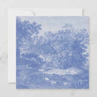 Invitación Blue Toil de Jouy País Francés Shabby Elegancia
