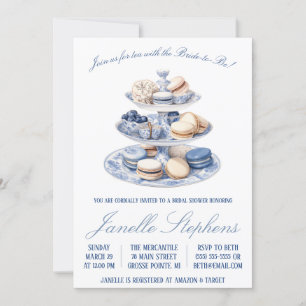 Invitación Blue Toile China Victorian Tea Fiesta Bridal Showe