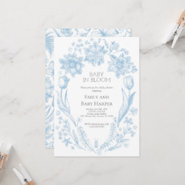 Invitación Blue Toile de Jouy Baby en Bloom Baby Shower 3