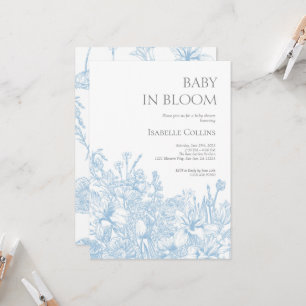 Invitación Blue Toile de Jouy Baby in Bloom Baby Shower2