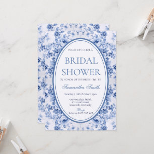 Invitación Blue Toile De Jouy Bridal Shower