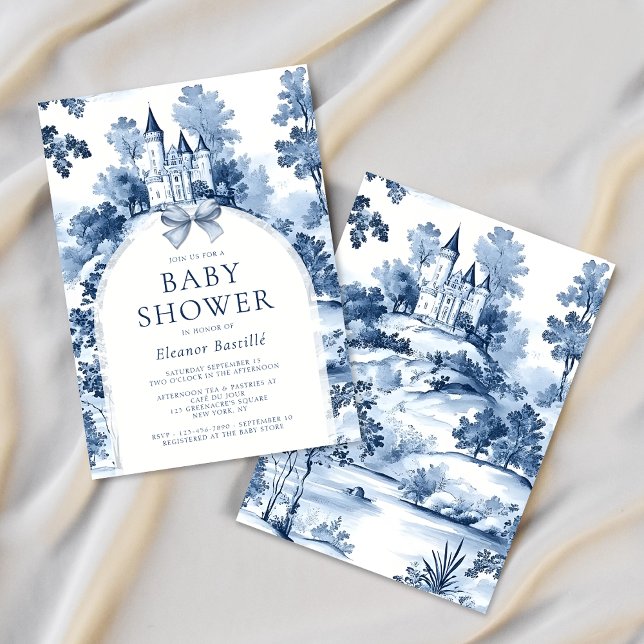 Invitación Blue Toile De Jouy French Baby Shower (Subido por el creador)